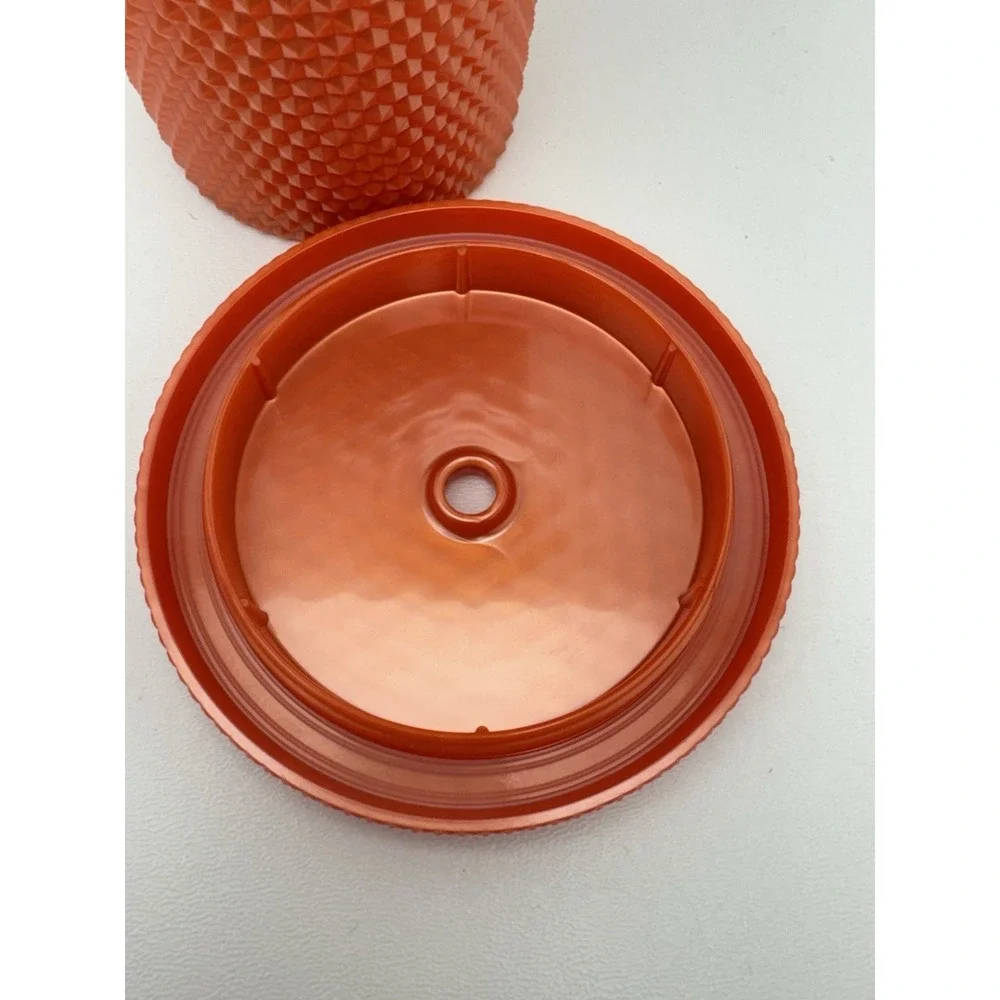 Starbucks Orange Studded Tumbler 24oz Cold Cup Limited Edition Reusable w/ Straw